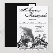 5x7 Black Masquerade Halloween Costume Invitation Kaart (Voorkant / Achterkant)
