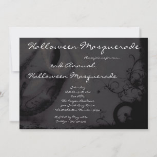 5x7 Black Masquerade Halloween Costume Invitation Kaart