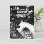 5x7 Black Masquerade Halloween Costume Invitation Kaart (Staand voorkant)
