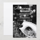 5x7 Black Masquerade Halloween Costume Invitation Kaart (Voorkant / Achterkant)