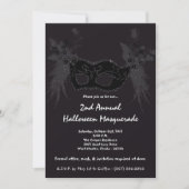 5x7 Black Masquerade Halloween Costume Invitation Kaart (Voorkant)
