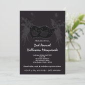 5x7 Black Masquerade Halloween Costume Invitation Kaart (Staand voorkant)