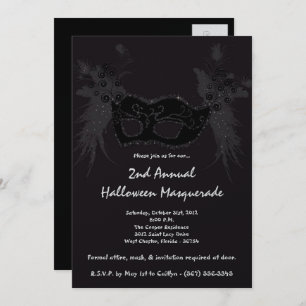 5x7 Black Masquerade met kerstmis XMAS-uitnodiging Kaart