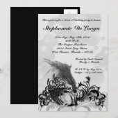 5x7 Black Masquerade Sweet 16 Verjaardag Uitnodigi Kaart (Voorkant / Achterkant)