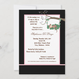 5x7 Black Monkey Baby shower Uitnodiging