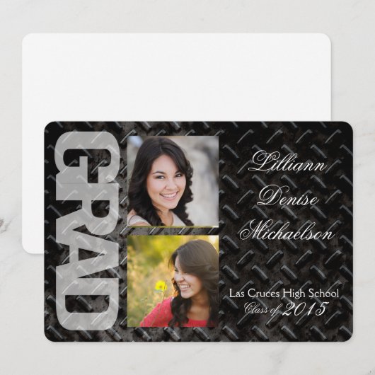 5x7 Black Steel Metal Wall Senior Aankondiging (Voorkant / Achterkant)