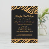 5x7 Black Tiger Print Verjaardag Uitnodiging (Staand voorkant)
