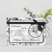 5x7 Black Toile Foto Afstuderen Aankondiging (Staand voorkant)