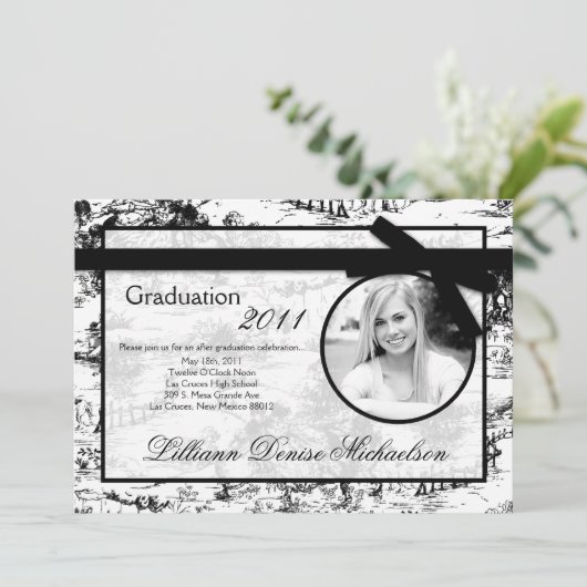 5x7 Black Toile Foto Afstuderen Aankondiging (Staand voorkant)