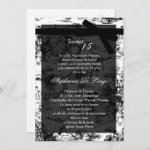 5x7 Black ToileFabric Quinceanera Party Uitnodigin Kaart (Voorkant / Achterkant)