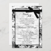 5x7 Black ToileFabric Quinceanera uitnodiging (Voorkant / Achterkant)