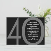 5x7 Black+White Big 4-0 Uitnodigingen voor verjaar (Staand voorkant)