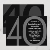 5x7 Black+White Big 4-0 Uitnodigingen voor verjaar (Voorkant / Achterkant)