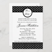 5x7 Black White Polka Dot Baby shower Invitation Kaart (Voorkant / Achterkant)