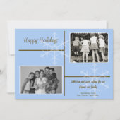 5x7 Blauw & Bruin Sneeuwvlok FOTO Kerst Kaart (Voorkant)