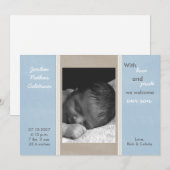 5x7 blauw grijs lint band foto geboorte aankondigi aankondiging (Voorkant / Achterkant)