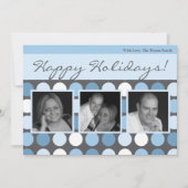 5x7 Blauw Grijs Polka Dot Poka FOTO Kerst Kaart (Voorkant)