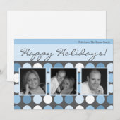 5x7 Blauw Grijs Polka Dot Poka FOTO Kerst Kaart (Voorkant / Achterkant)