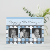 5x7 Blauw Grijs Polka Dot Poka FOTO Kerst Kaart (Staand voorkant)