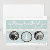 5x7 Blauw Wit Polka Dot FOTO Kerst Kaart (Voorkant / Achterkant)