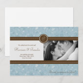 5x7 Blauwe Bloem Foto Save the Date Aankondiging (Voorkant / Achterkant)