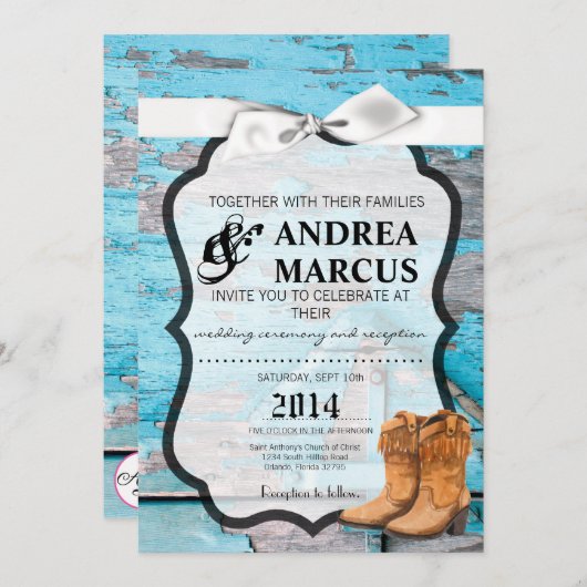 5x7 Blauwe Houten Schuur Deurlaarzen Landelijk Rus Kaart (Voorkant / Achterkant)