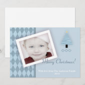 5x7 Blauwe Kerstboom Argyl FOTO Kerst Kaart (Voorkant / Achterkant)
