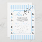 5x7 Blauwe Polka Dot Quinceanera Party Uitnodiging (Voorkant / Achterkant)