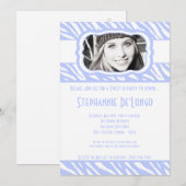 5x7 Blauwe Zebra FOTO Sweet 16 Verjaardag Uitnodig Kaart (Voorkant / Achterkant)