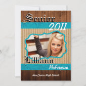 5x7 Blauwgroen Bloembos Foto Senior Aankondiging (Voorkant)