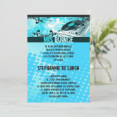 5x7 Blauwgroen DJ Platenspeler Quinceanera Uitnodi Kaart (Staand voorkant)