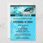 5x7 Blauwgroen DJ Spin Platenspeler16th Birthday I Kaart (Voorkant)