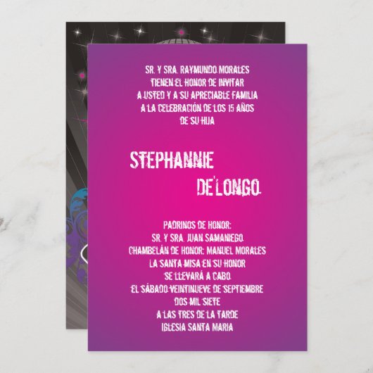 5x7 Blauwgroen DJ Spin Platenspeler Quinceanera Ui Kaart (Voorkant / Achterkant)