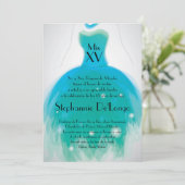 5x7 Blauwgroen dress Quinceanera Birthday Uitnodig Kaart (Staand voorkant)