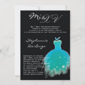 5x7 Blauwgroen dress Quinceanera Birthday Uitnodig Kaart (Voorkant)