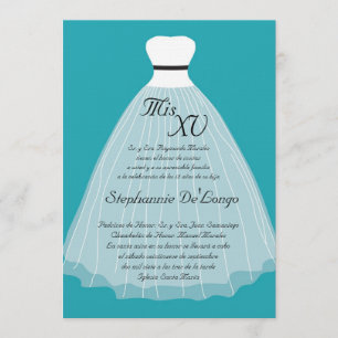 5x7 Blauwgroen dress Quinceanera Birthday Uitnodig Kaart