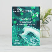 5x7 Blauwgroen Masquerade Sweet 16 Birthday Uitnod Kaart (Staand voorkant)