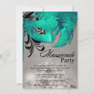 5x7 Blauwgroen Masquerade Sweet 16 Birthday Uitnod Kaart