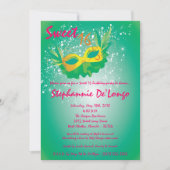 5x7 Blauwgroen Masquerade Sweet 16 Verjaardagsuitn Kaart (Voorkant)