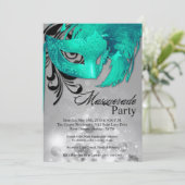 5x7 Blauwgroen Masquerade Sweet 16 Verjaardagsuitn Kaart (Staand voorkant)