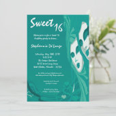 5x7 Blauwgroen Masquerade Sweet 16 Verjaardagsuitn Kaart (Staand voorkant)