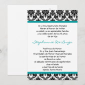 5x7 Blauwgroen Turquoise Damask Quinceanera Uitnod Kaart (Voorkant / Achterkant)