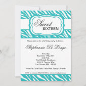 5x7 Blauwgroen Zebra Print Birthday Party Invitati Kaart (Voorkant)