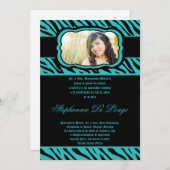 5x7 Blauwgroen Zebra Print Quinceanera-uitnodiging Kaart (Voorkant / Achterkant)