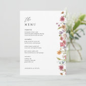 5x7" Bloemige Trouwtafel Menu Kaarten Plat Menu (Staand voorkant)