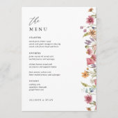 5x7" Bloemige Trouwtafel Menu Kaarten Plat Menu (Voorkant)