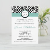 5x7 Blu Zebra Print Baby shower uitnodiging (Staand voorkant)