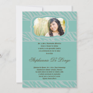5x7 Blu Zebra Print Quinceanera Uitnodiging