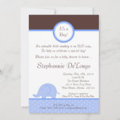 5x7 Blue Boy Mod Elephant Baby shower Uitnodiging (Voorkant)