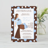 5x7 Blue Boy Modern Mod Ma Baby shower Uitnodiging (Staand voorkant)